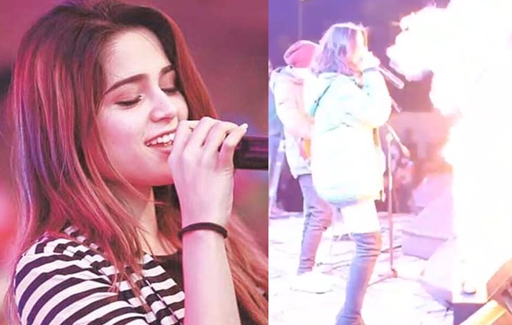 Aima Baig accident Item Number performance concert fire flame viral video