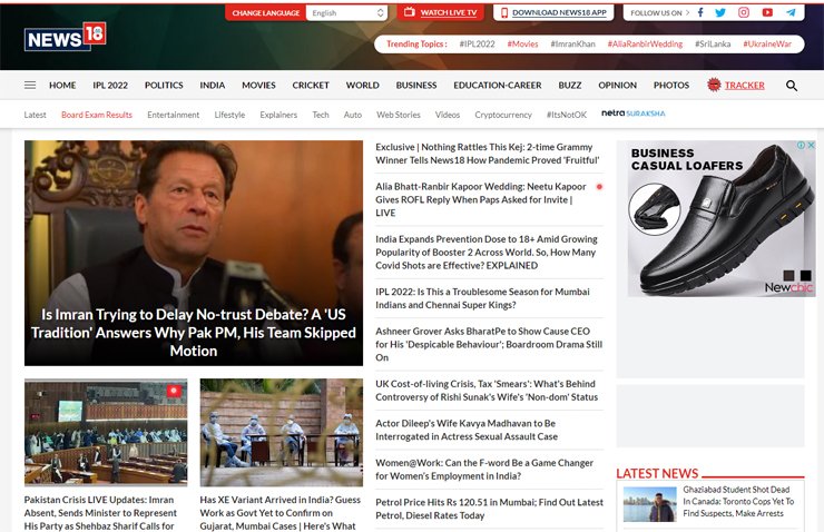 Indian media, special transmissions, no-trust vote, Imran Khan