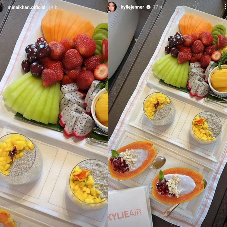 Minal Khan, Kylie Jenner, breakfast picture, fruit tray, Instagram Story