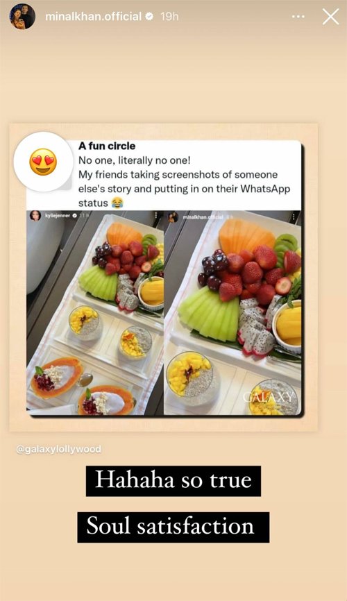 Minal Khan, Kylie Jenner, breakfast picture, fruit tray, Instagram Story