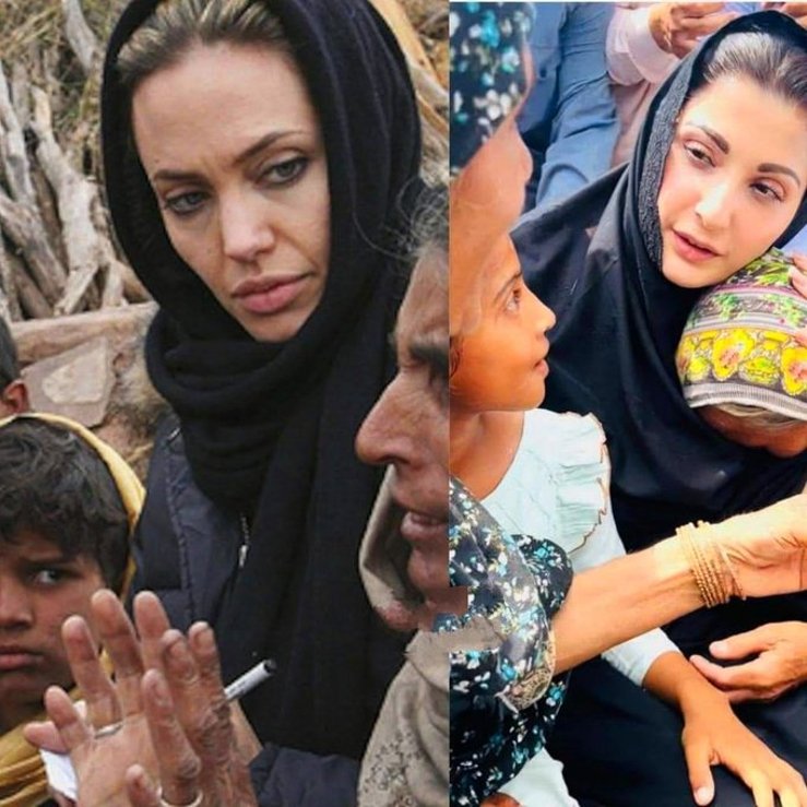 yam Nawaz, flood-hit areas, flood victims, Angelina Jolie