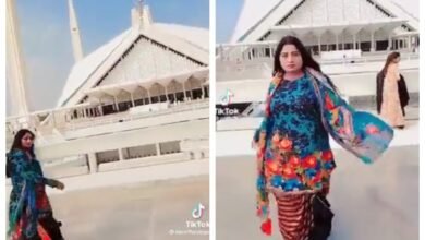 Faisal Mosque, TikTok video, girl catwalk in Faisal Mosque, viral video