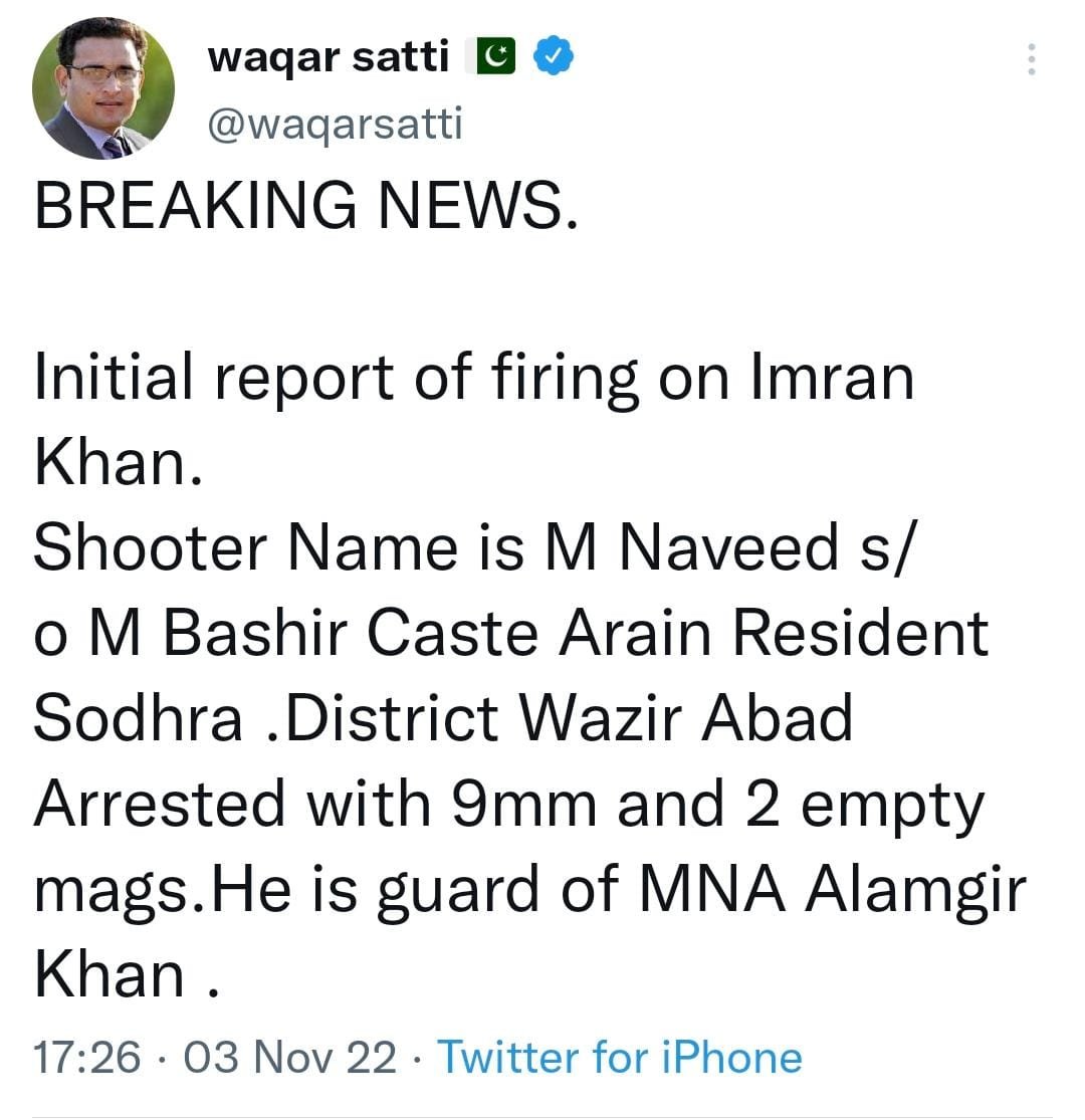 senior journalists, attacker details, Imran Khan assassination attempt