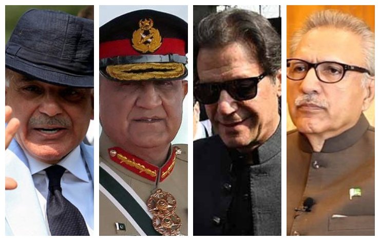 top political military figures, Shehbaz Sharif, COAS Bajwa, Imran Khan, Arif Alvi