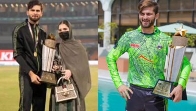 shaheen shah afridi with trophy and wife, شاہین شاہ آفریدی