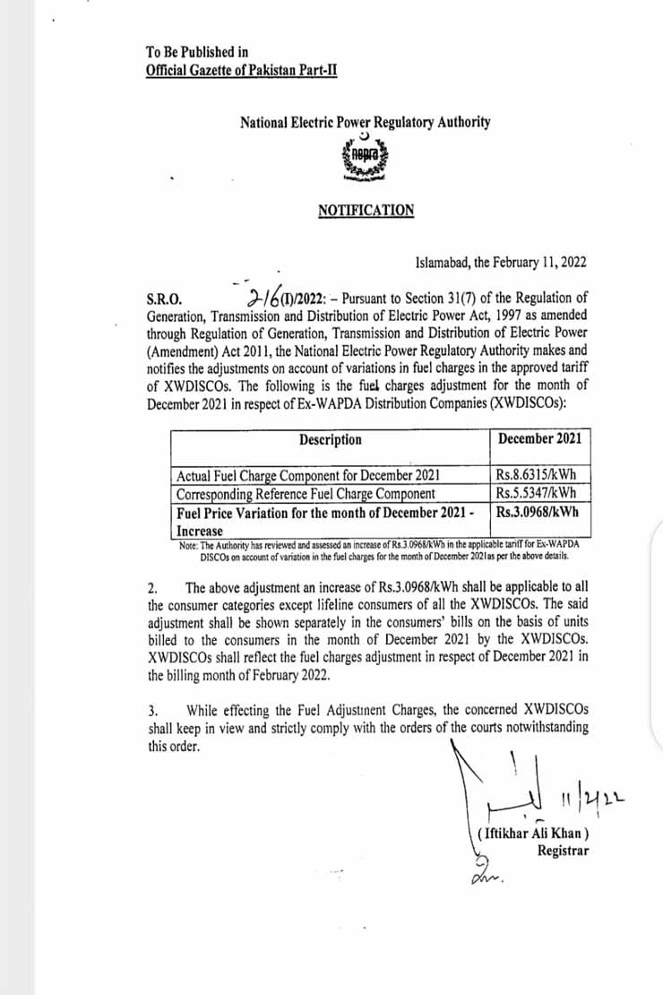 Fuel price adjustment