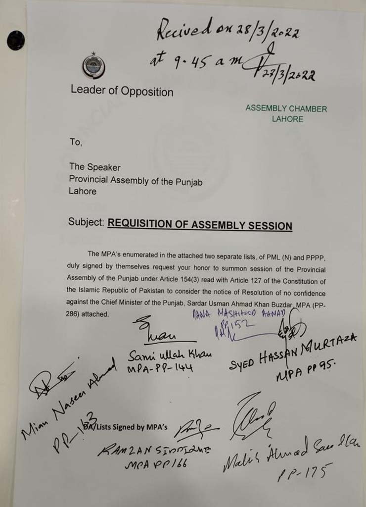 No-confidence motion against Punjab Chief Minister Usman Bazdar