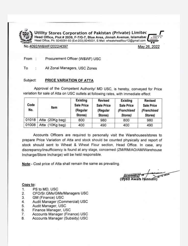 Flour bags at utility stores