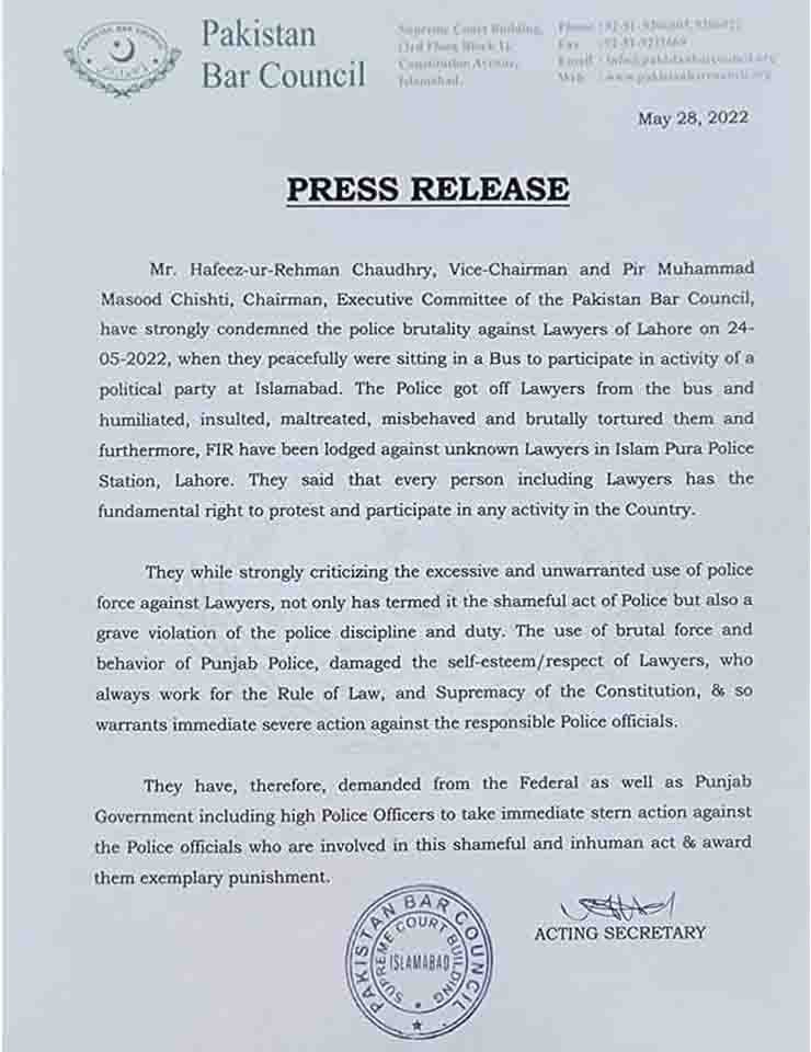 Imran Khan and Pakistan Bar Council