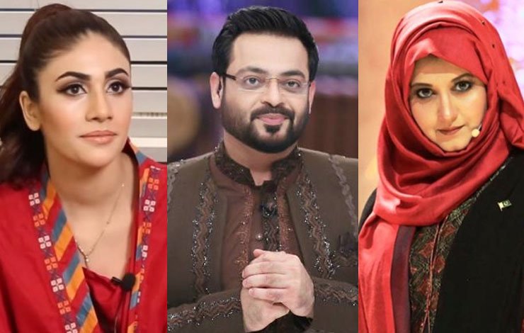 bushra iqbal and dania shah face to face on social media, عامر لیاقت
