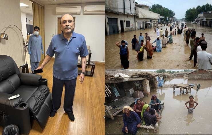 Asif Zardari, flood victims, آصف زرداری ، سیلاب متاثرین