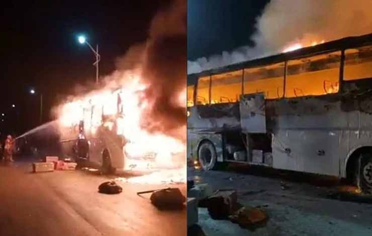 nooriabad coach fire, نوری آباد بس آگ