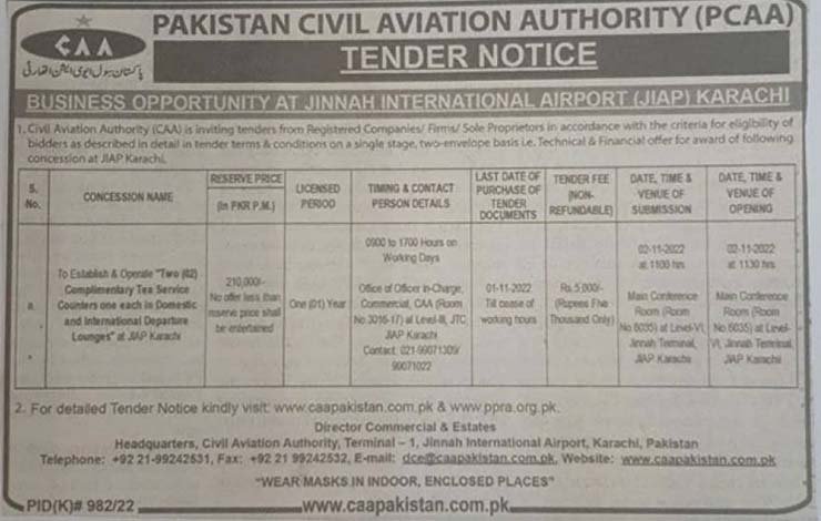 CAA Tender Notice