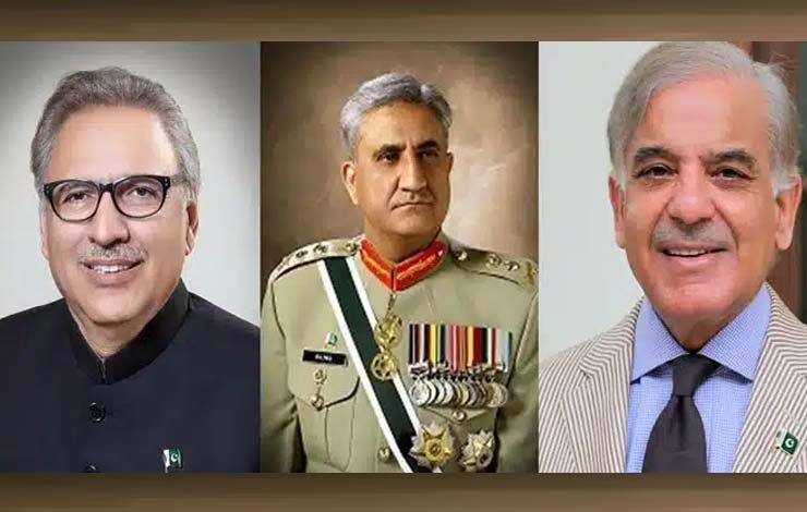Army Chief, General Qamar Javed Bajwa, President, Dr. Arif Alvi, Prime Minister Shahbaz Sharif,