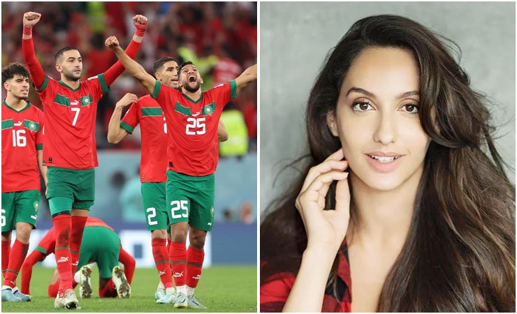 nora fatehi tribute to moroccan football team, نورا فتحی