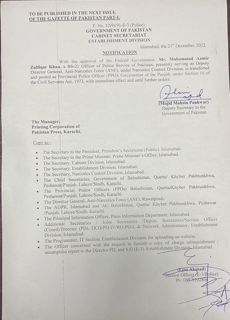 Aamir Zulfiqar IG Punjab