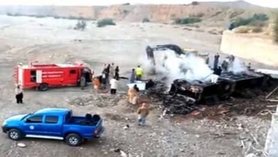 Photo of بیلہ کے قریب مسافر کوچ کو حادثہ، 39 مسافر جھلس کر جاں بحق