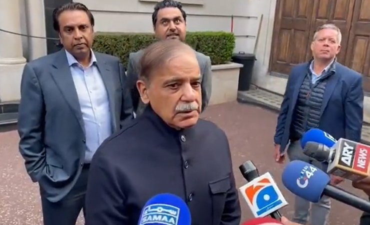 prime minister shehbaz sharif media talk in london, وزیر اعظم